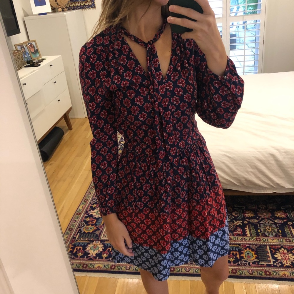 Floral color block dress